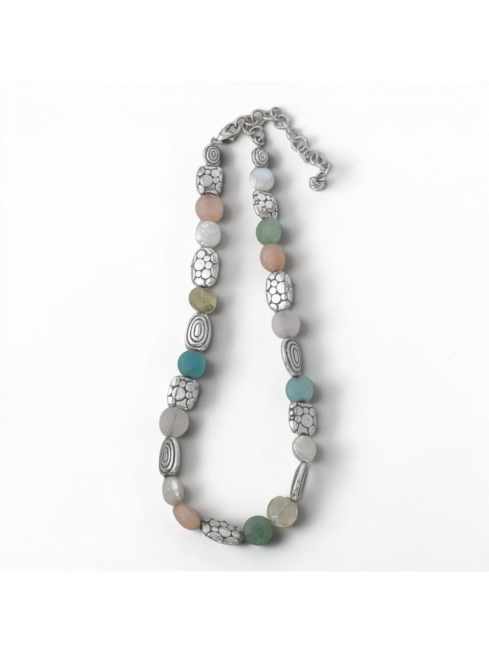 Brighton Gelato Pastel Pebble Beaded Necklace Silver Spacers Multicolor Retired